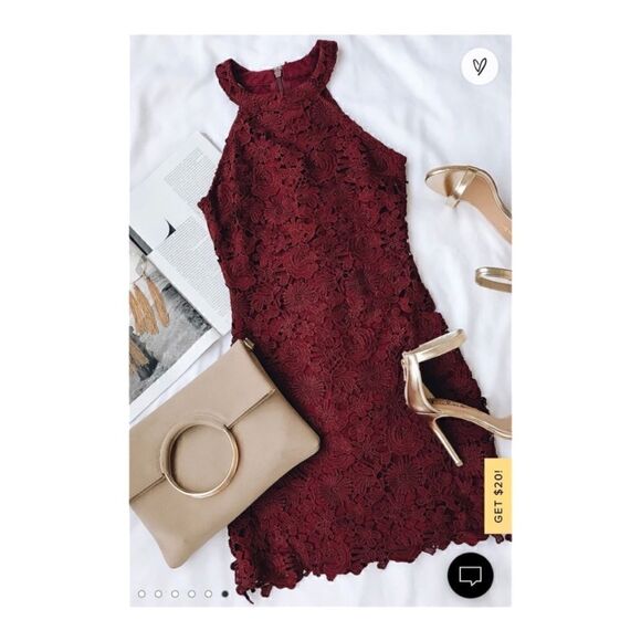 Lulus love poem burgundy lace mini dress M - Picture 8 of 10